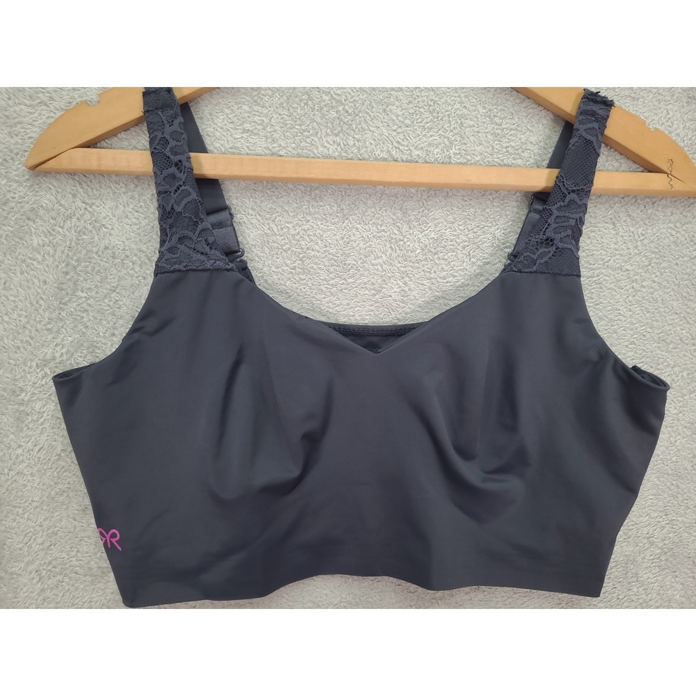 Ruby Ribbon 1834 Lace Strap Wireless Bra Cami Charcoal Gray Size 38 No Pads